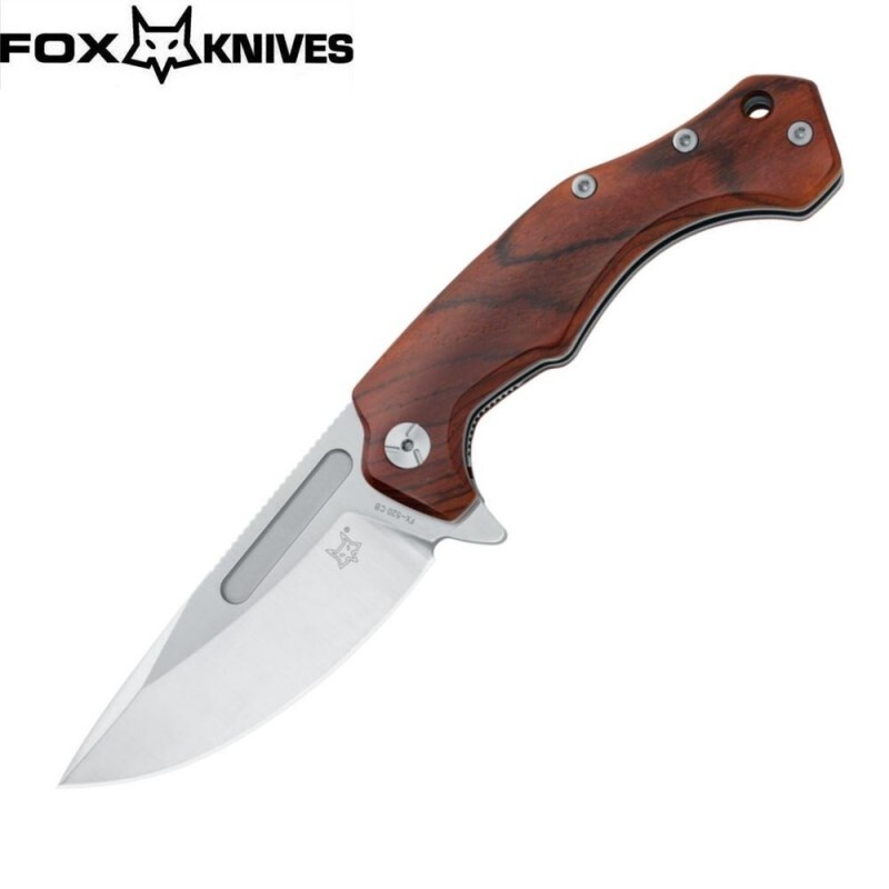 FOX Knives Desert Fox Folding N690Co Blade, Cocobolo Handles, Leather Pouch FX-520 CB