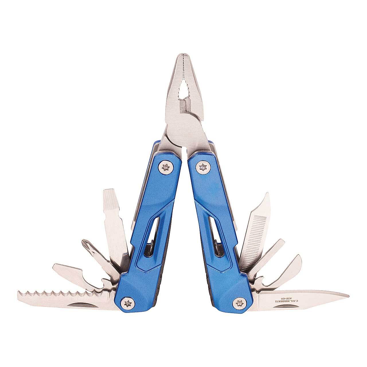 Herbertz Herbertz Mini-Multitool, Stahl AISI 420, federunterstützt, 8 Werkzeuge, blaue Aluminiumsc 5