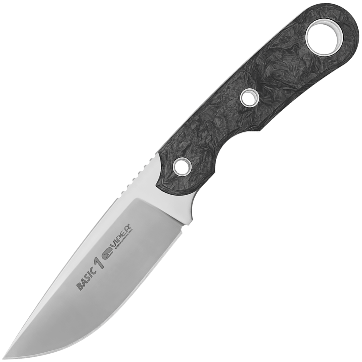 Viper BASIC1 Coltello a lama fissa di 4 mm di spessore. Lama acciaio MagnaCut punta Dro