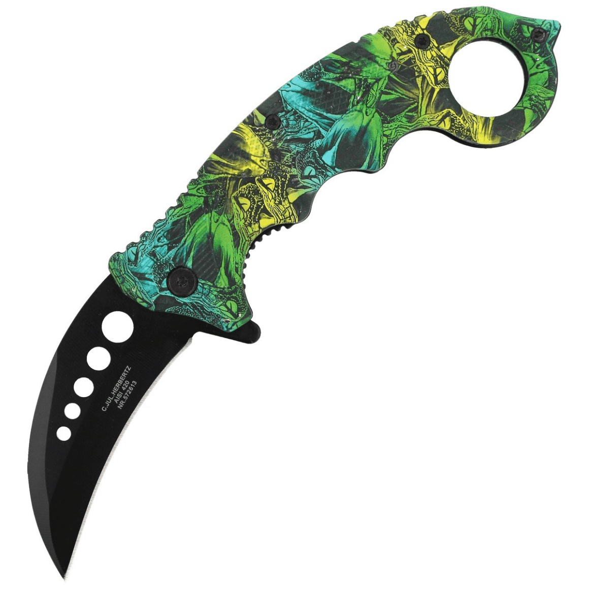 CJH karambit knife, snakes