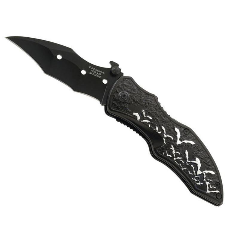Herbertz Herbertz-Einhandmesser, AISI 420 Stahl, beschichtet, Fledermaus-Design, Aluminium-Griffsc 2