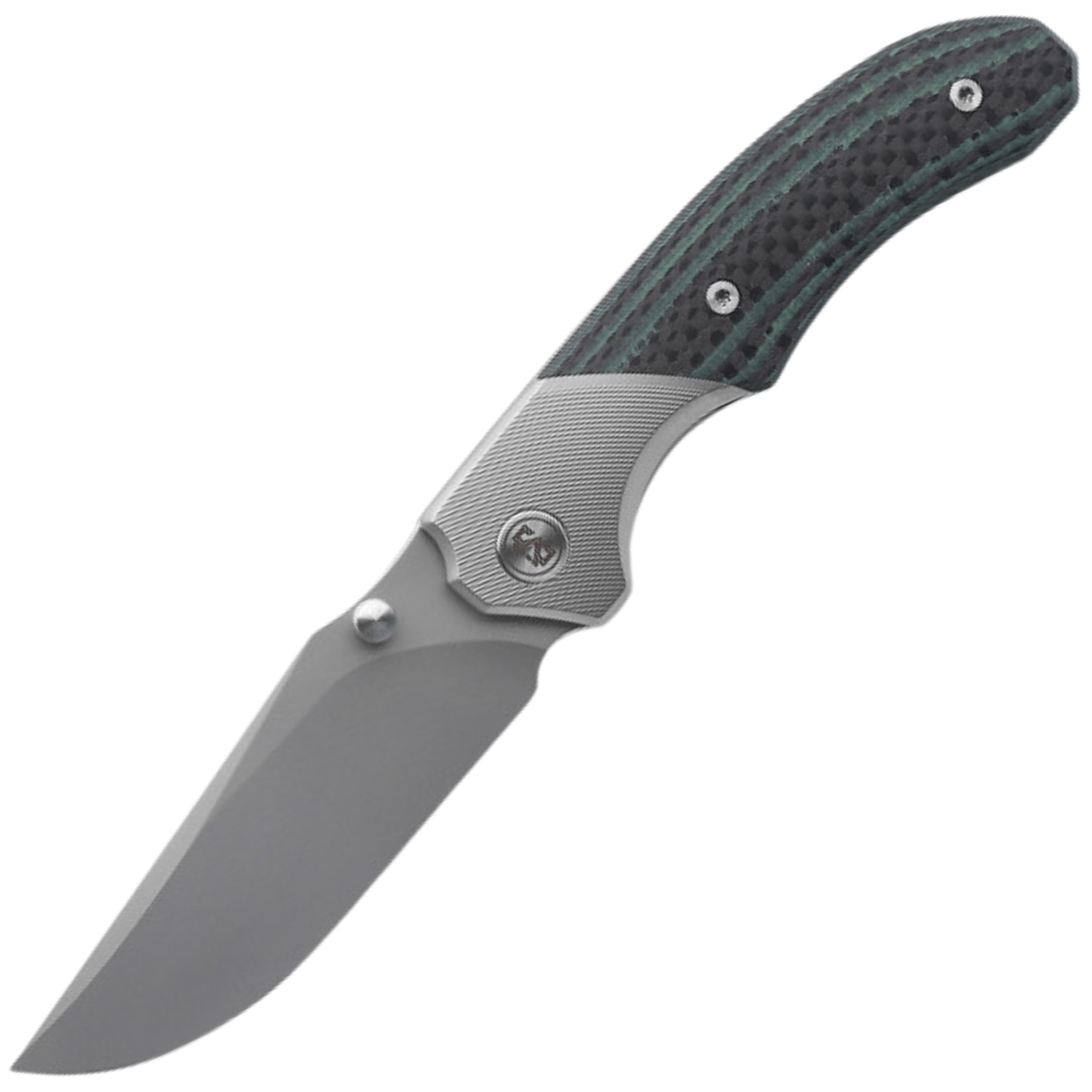 Miguron Knives Centurion-3.5" M390 balde,Sandblasting Ti And Green CF handle
