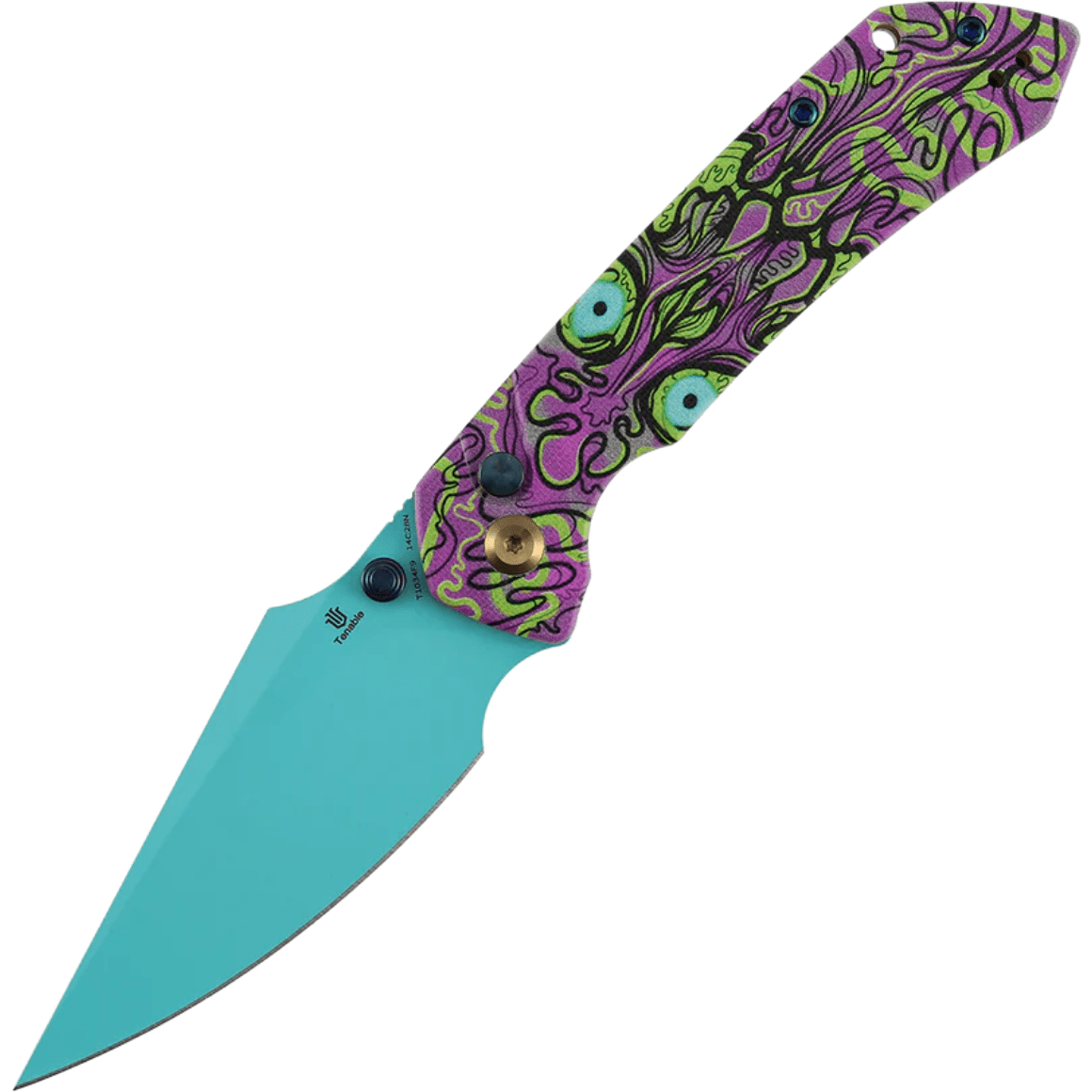 Tenable Knives Fenrir Light Green Coating 14C28N,Jade G10+ Purple Undead Print T1034F9
