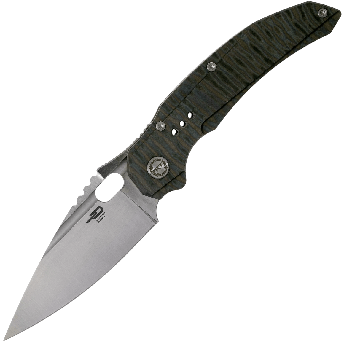 Bestech EXPLOIT S35VN, Satin, Titanium, TigerTexture BT2005D