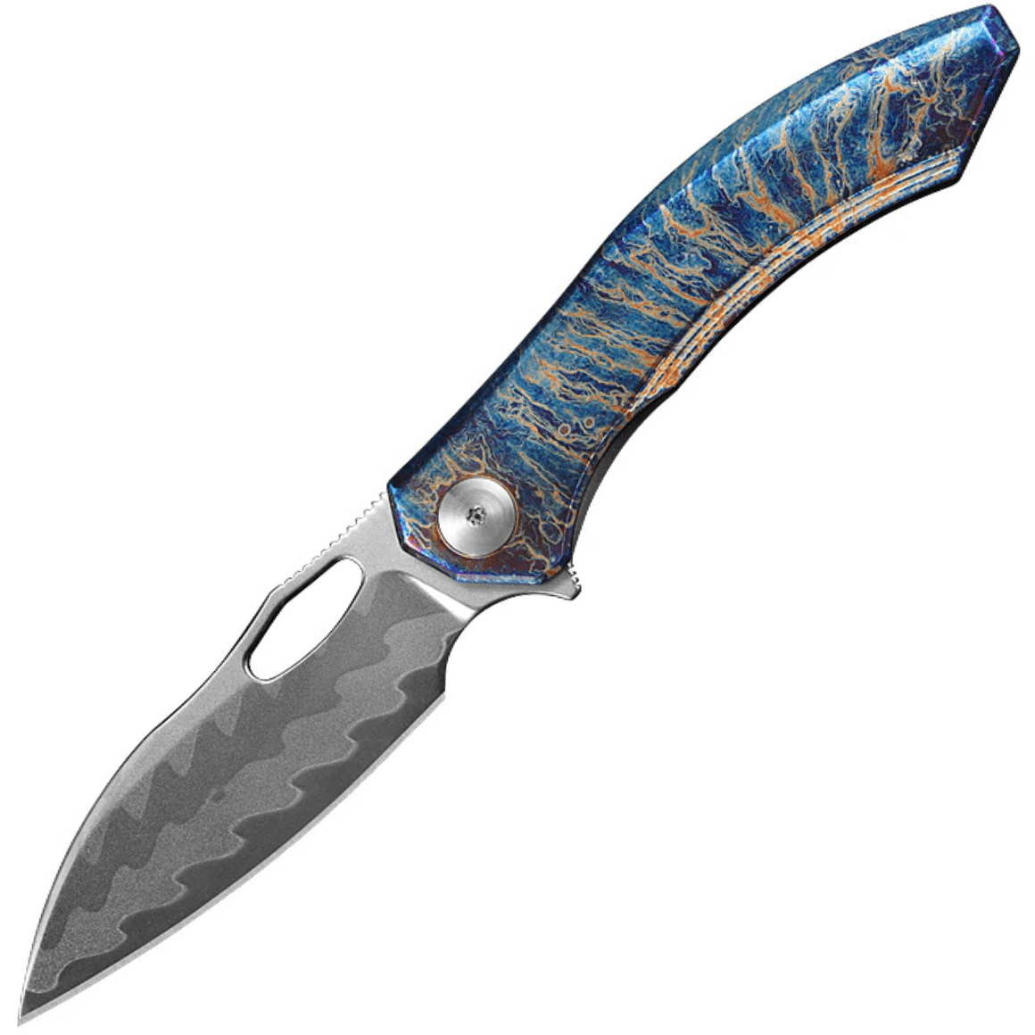CH knives CUPRA - Damascus with Elmax core, mirror finish with Ti handle