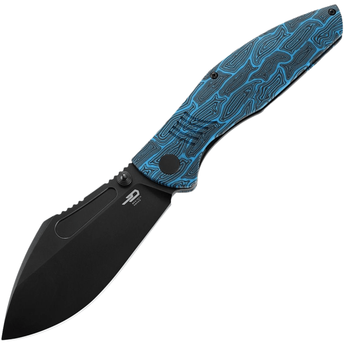 Bestech LOCKNESS M390, Black Stonewashed, Black blue G10+Titanium, Black+Blue BT2205D
