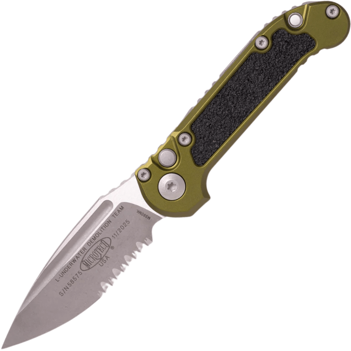 Microtech LUDT GEN III S/E APOCALYPTIC PART SERRATE OD GREEN 1135-11APOD