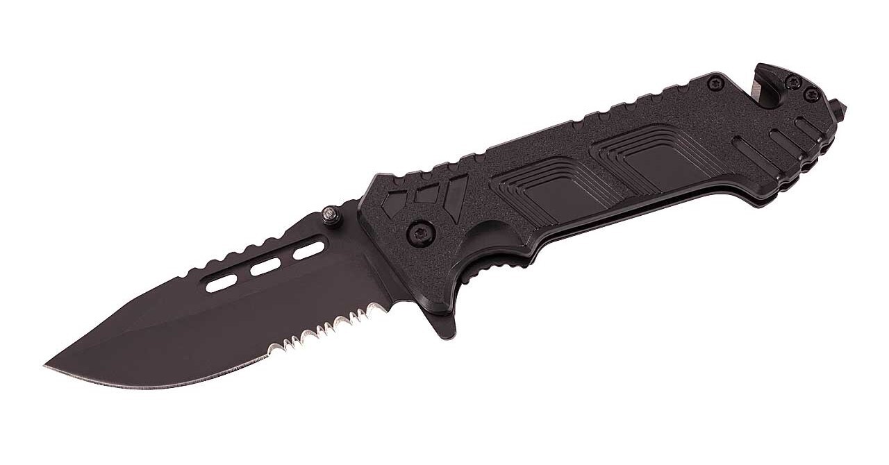 Herbertz HERBERTZ Rettungsmesser, Stahl AISI 420, Daumenpin, Flipper, Liner Lock, Kunststoff, Gurt 5