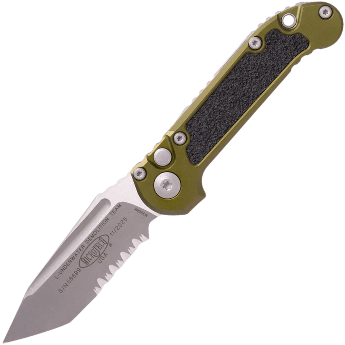 Microtech LUDT GEN III T/E APOCALYPTIC PART SERRATE OD GREEN 1136-11APOD