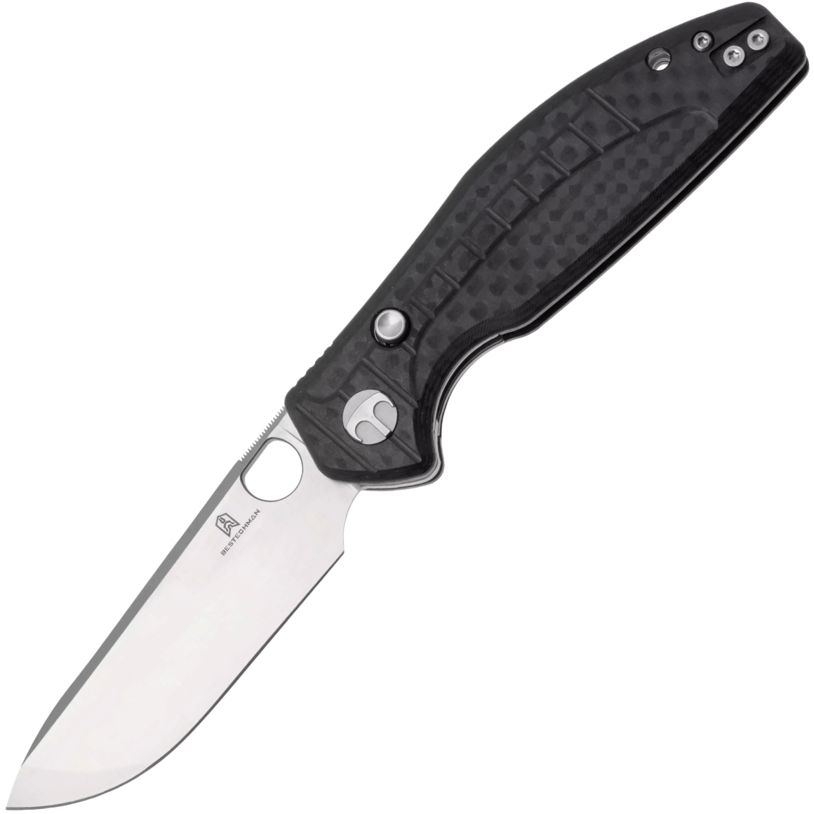 Bestechman Angry Owl D2 Satin+Stonewash G10 with a Carbon fiber pattern BMK12F-1