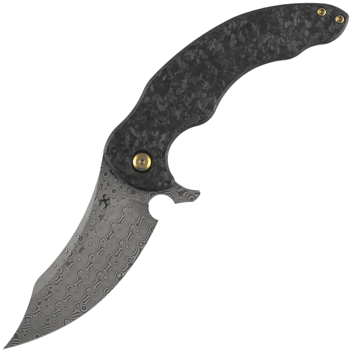 Kansept Gilgamesh Damascus Shred Carbon Fiber,Beadblasted Titanium K1128A3