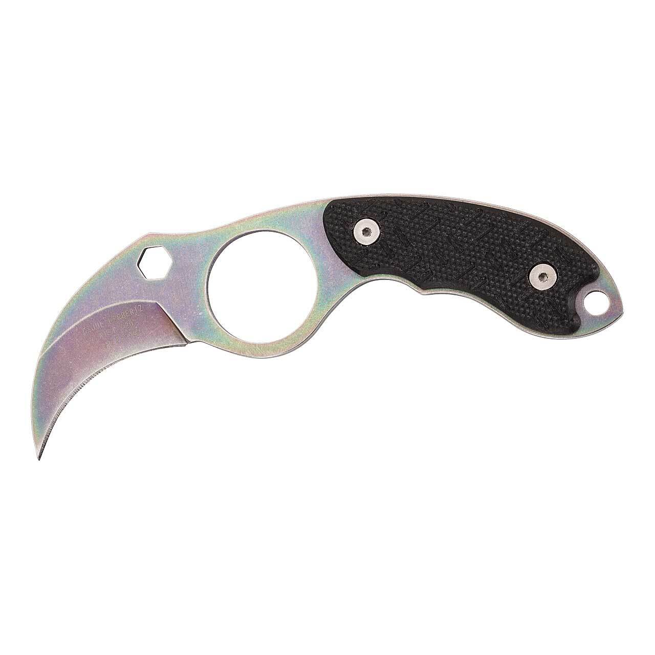 Herbertz Herbertz Karambit Neck Knife, Stahl AISI 420, Rainbowoptik, schwarze G10-Griffschalen, Ku 5