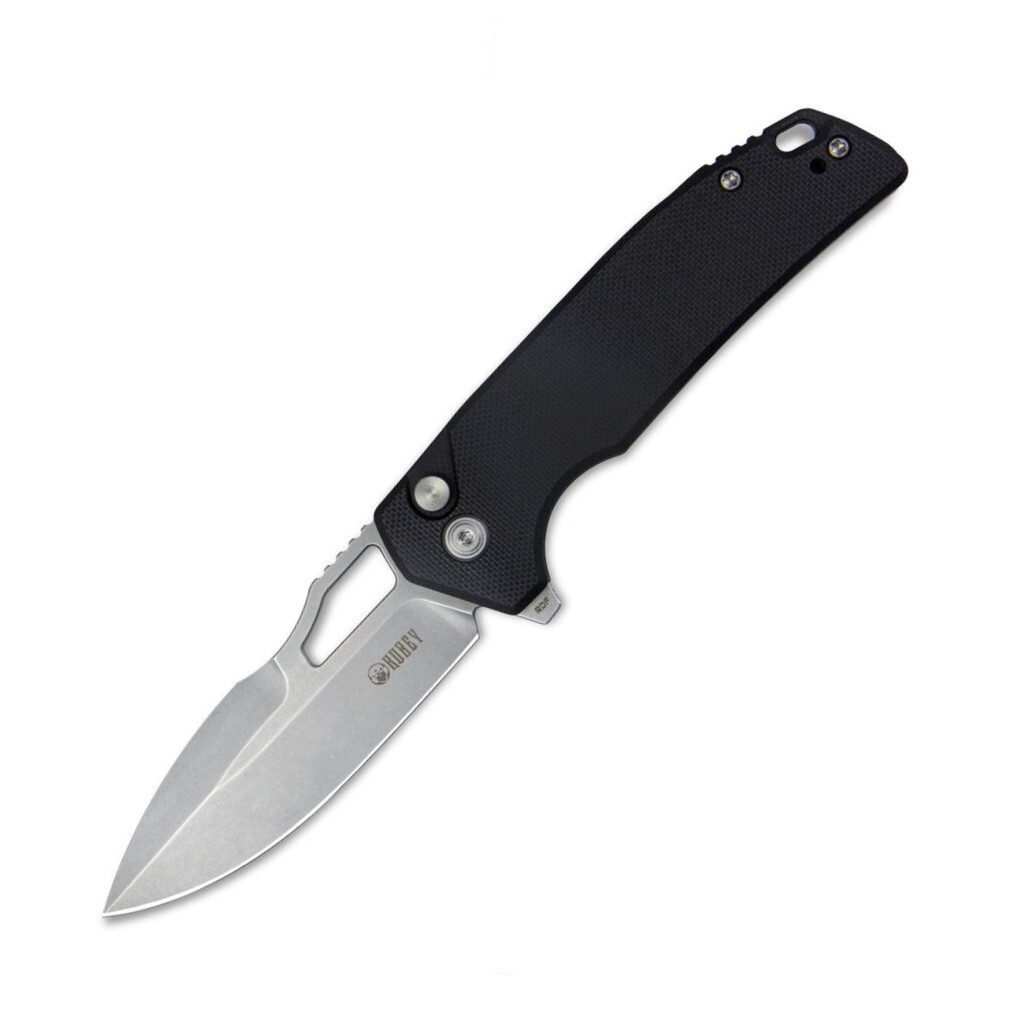 KUBEY RDF Pocket Knife with Button Lock, Black G-10 Handle KU316E