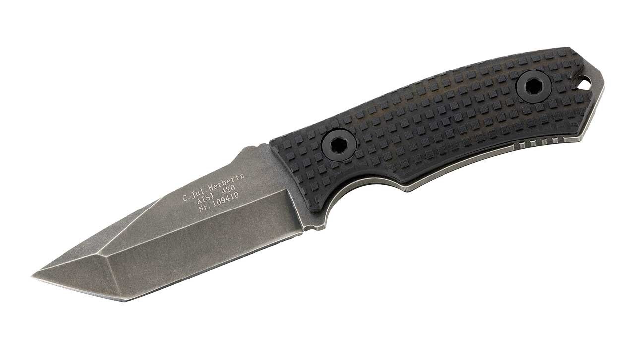 Herbertz Herbertz-Gürtelmesser, AISI 420 Stahl, Tantoklinge, Stonewashed Finisch, G10-Griffschalen 1