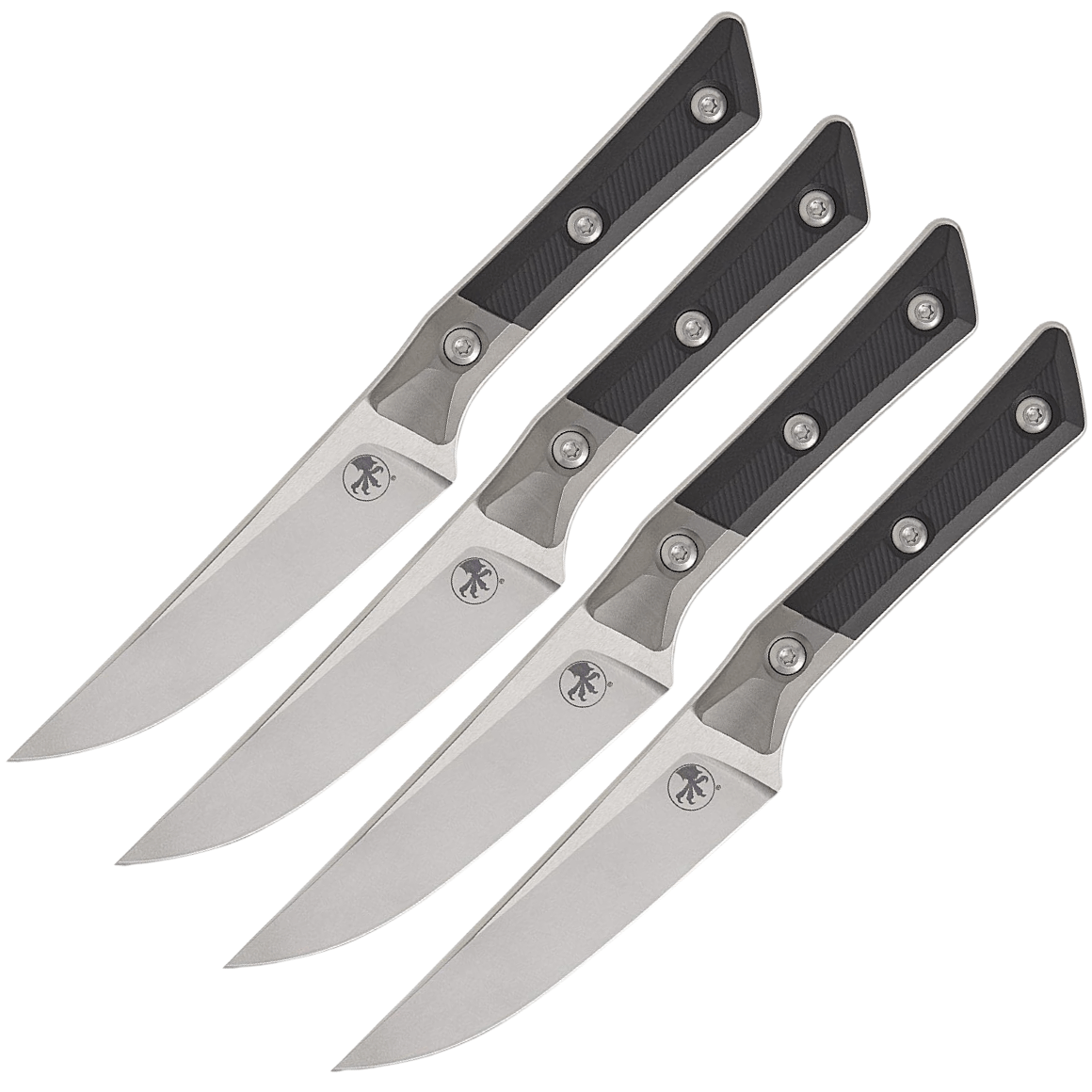 Microtech 4.5 STEAK KNIFE SET STONEWASH STANDARD BLACK G-10 3600B-10SETBK