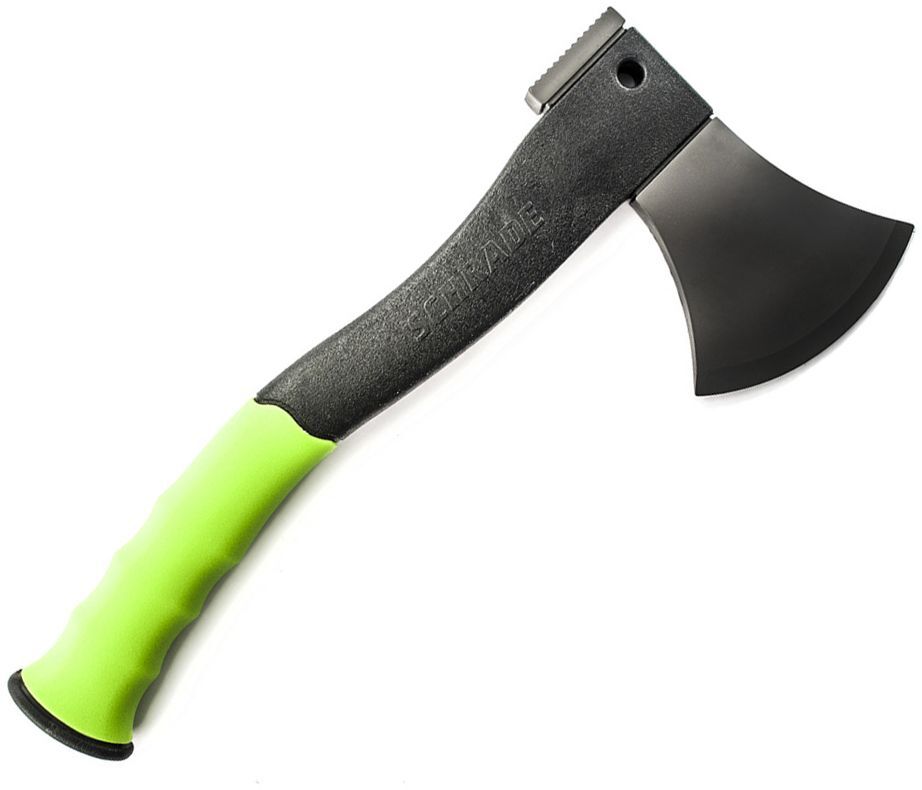 Schrade Axe 3Cr13 Stainless Steel Blade w/Fire Striker, PA & TPR Rubber Phosphor Luminous Powder Gre