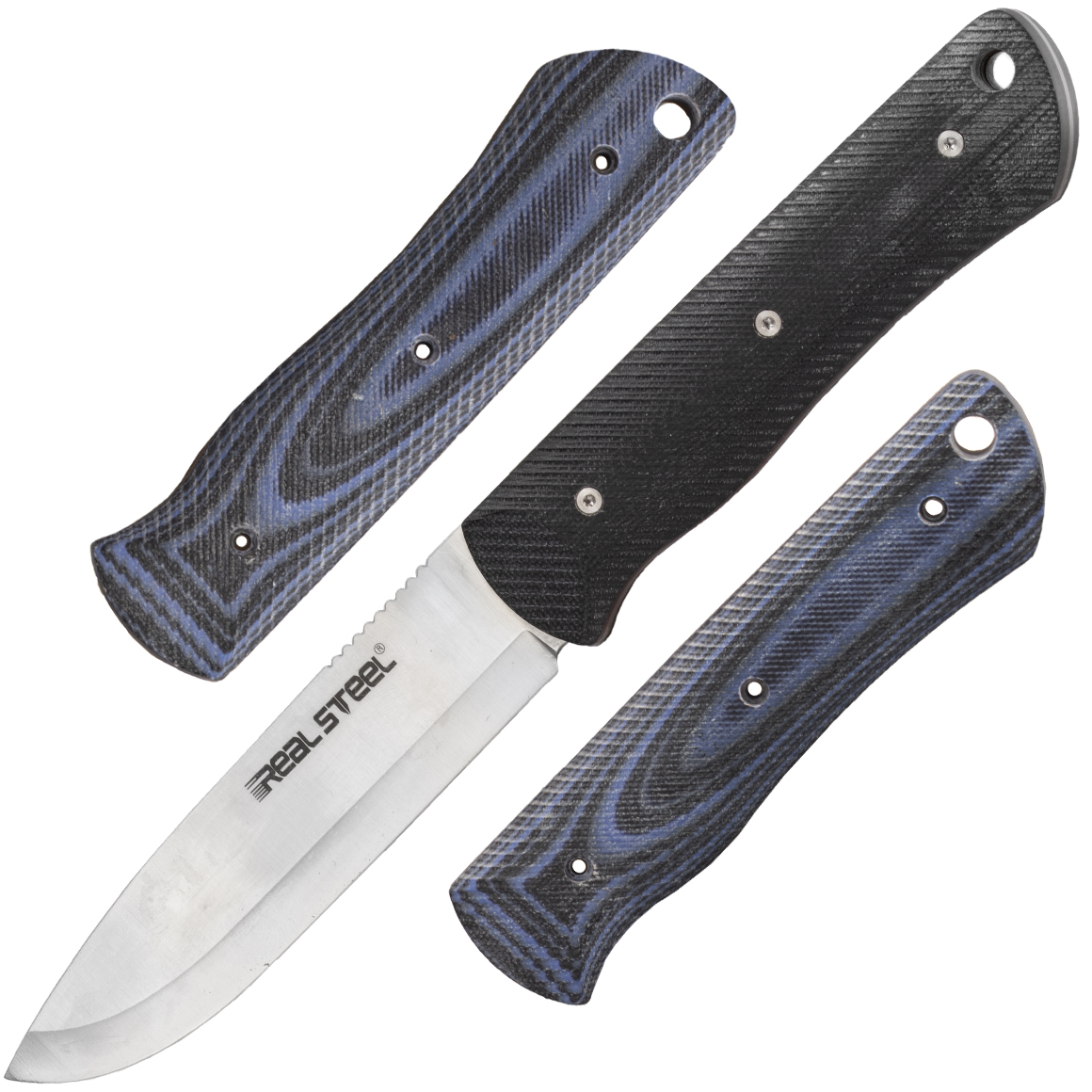 Real Steel Bushcraft individual + G10 black/blue scales 3715 Real Steel Bushcraft individual + G10 black/blue scales 3715