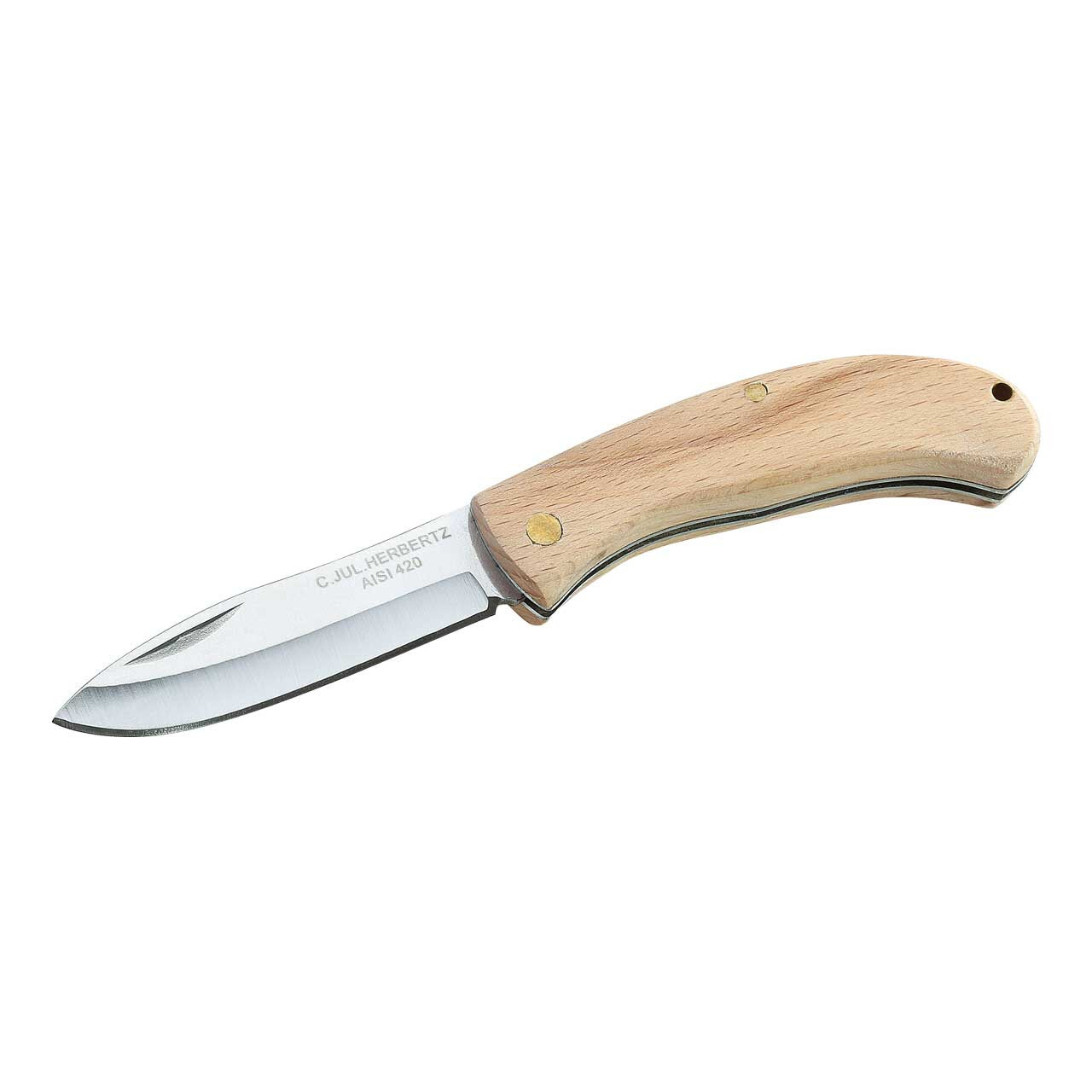 Herbertz Herbertz Taschenmesser, Stahl AISI 420, Slipjoint, Buchenholz-Griffschalen, Fangriemenöse 2