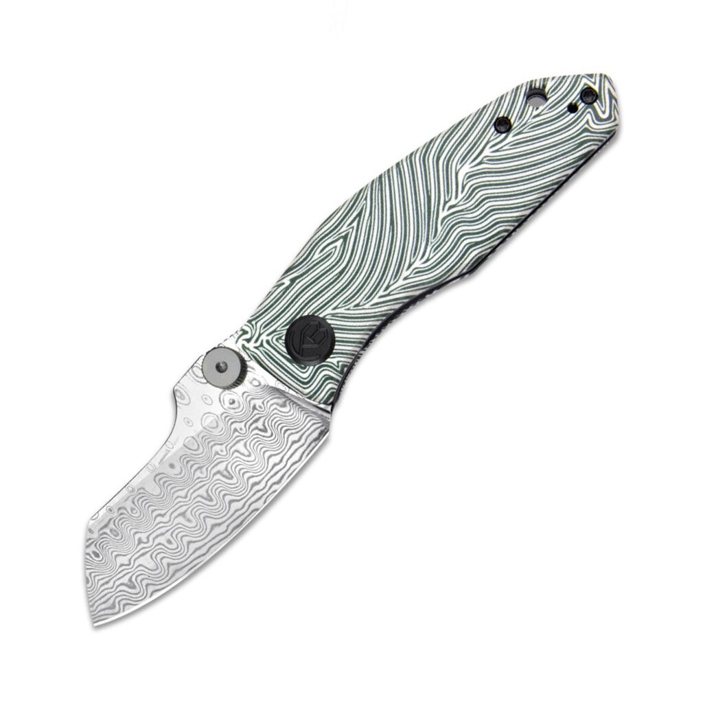 KUBEY Liner Lock Folding Knife White/Green G10 Handle KU337E