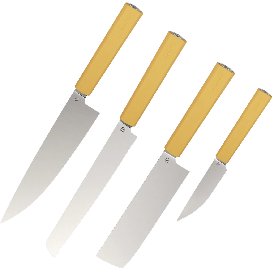 Butterfork Knives Set Pale Yellow, AR-RPM9, Oak Sheath BF01-FKS-YL
