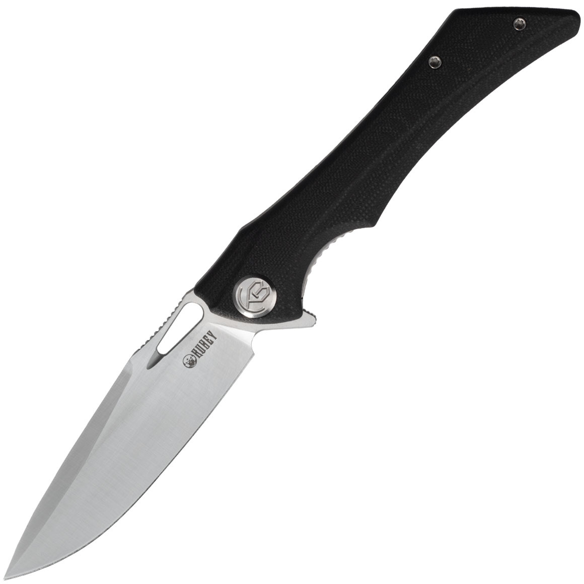 KUBEY Raven Liner Lock Flipper Knife Black G10 Handle KB245A