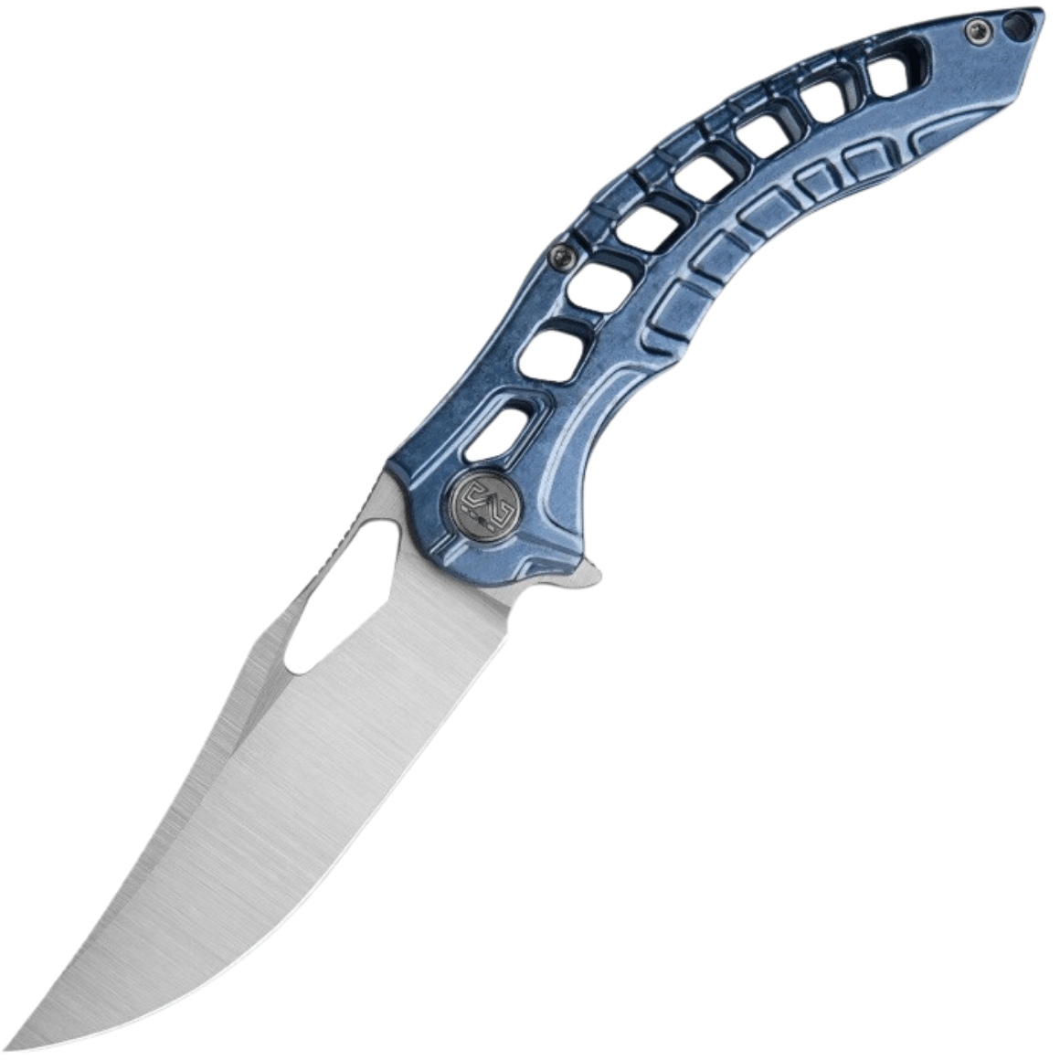 Miguron Knives Geloty 3.65" Vanax, Satin Blue Crystal Ti Handle