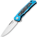 Lion Steel Folding knife MAGNACUT blade, BLUE Titanium with Carbon Fiber inlay Q - KNIFESTOCK