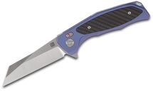 Artisan Megahawk S35VN/Titanium with Carbon Fiber Blue 1809G-BUS - KNIFESTOCK