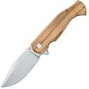 Fox-Knives FOX EAST WOOD TIGER FOLDING KNIFE STAINLESS STEEL CPM-S90VN SATIN BLADE, OLIVE WOOD HANDL - KNIFESTOCK