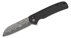 CIVIVI Black Aluminum Handle Damascus Blade Button Lock C20022B-DS1 - KNIFESTOCK