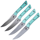 Microtech 4.5 STEAK KNIFE SET STONEWASH STANDARD CARRIBIAN BLUE G-10 3600-10SETC - KNIFESTOCK