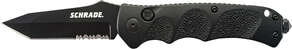 Schrade Black Tanto 40% Serrated 4116 Steel, Blocare cu Buton, Siguranță pe Spatele Mânerului - KNIFESTOCK