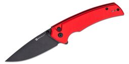 Sencut Serene Red Aluminum HandleBlack Stonewashed D2 BladeButton Lock S21022B-2 - KNIFESTOCK