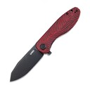 KUBEY Master Chief Folding Knife, AUS-10 Blade, Red/Black Damascus G10 Handle KU358A - KNIFESTOCK