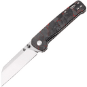 QPS Penguin V2 D2, 2-Ton-Finish Stonewash - Satin, Griff: Roter zerkleinerter CF über - KNIFESTOCK
