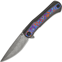 KANSEPT Kratos Damascus Dark Stonewash Titanium with Timascus Inlays Handles K1024A10 - KNIFESTOCK