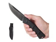 ANV Knives ANVP200-015 P200 N690 DLC Satin Black Plain Edge Leather Sheath - KNIFESTOCK