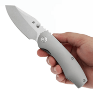 Kansept CAVEMAN Stonewashed CPM 20CV Stonewashed Titanium - KNIFESTOCK