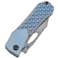 Kansept Loki Damascus,Blue Anodized Ti with Frag Pattern K1058B7 - KNIFESTOCK