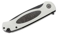 Petrified Fish PFB03 Stamp Black Stonewashed D2 Carbon Fiber With White G10 PFB03WDW - KNIFESTOCK