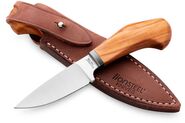 Lionsteel Fixed knife m390 blade OLIVE wood andle, Ti guard, leather sheath WL1  UL - KNIFESTOCK