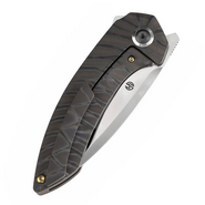 KANSEPT ODD 21 Satin CPM 20CV 0.137''/3.5mm Titanium with Tiger Stripe Finish K1077A4 - KNIFESTOCK