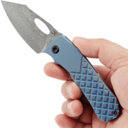 Kansept Loki Damascus,Blue Anodized Ti with Frag Pattern K1058B7 - KNIFESTOCK