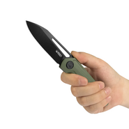 Kubey Royal Blackwash 14C28N ,Green G10 Linerlock KU321W - KNIFESTOCK