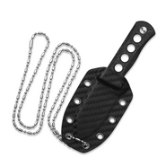 QSP Knife Canary Neck Knife  Laminated Damascus,  Blue  shredded CF QS141-L - KNIFESTOCK