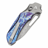 Kansept knives Quasar Damascus Stonewashed Titanium, Titanium Inlay with Lightni - KNIFESTOCK