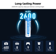 Xtar AA 1.2V 2600mAh-4pcs AA 1.2V 2600mAh Ni-MH Battery with plasctic box - KNIFESTOCK