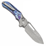 Kansept knives Quasar Damascus Stonewashed Titanium, Titanium Inlay with Lightni - KNIFESTOCK