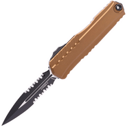 Microtech CYPHER II D/E BLACK PART SERRATE TAN 1242-2TA - KNIFESTOCK