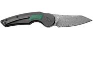 FOX knives ANARCNIDE JUPITER FOLDING KNIFE STEEL DAMASCUS HAKKAPELLA BLD ,TITANIUM+MALACHITE INSERT  - KNIFESTOCK